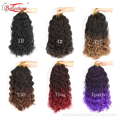 Hot sell 14'inch 35 stands Synthetic crochet braids senegalese twists with wavy ends wavy senegalese twist hair